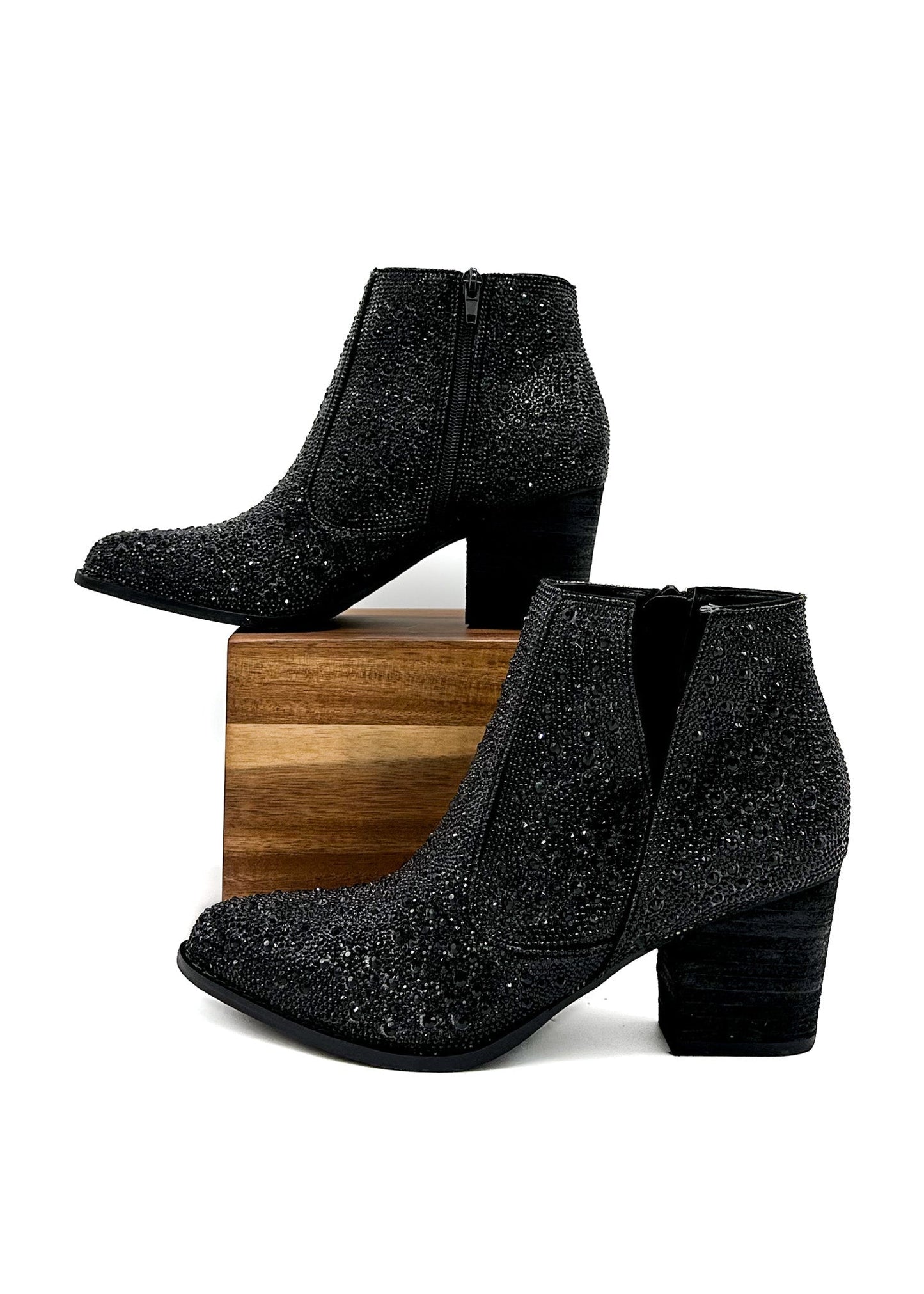 Rhinestone Boots in Black