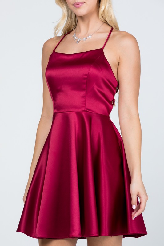 Satin Like Fit & Flare Dress