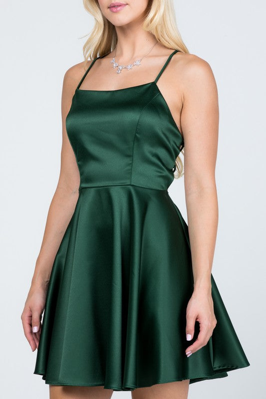 Satin Like Fit & Flare Dress