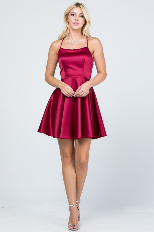 Satin Like Fit & Flare Dress