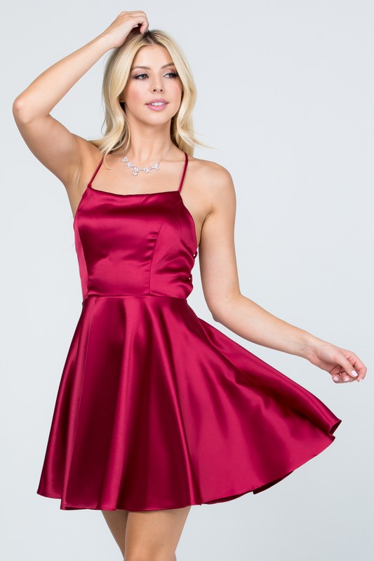 Satin Like Fit & Flare Dress