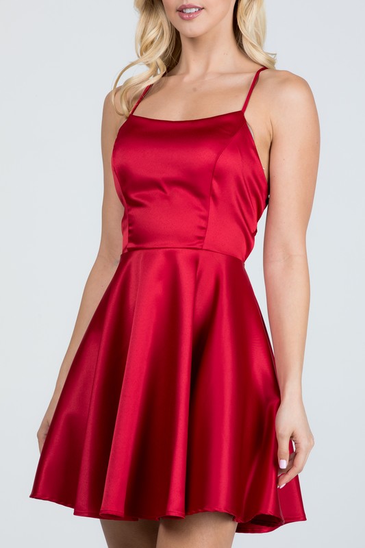 Satin Like Fit & Flare Dress