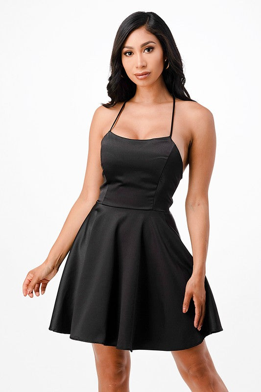 Satin Like Fit & Flare Dress