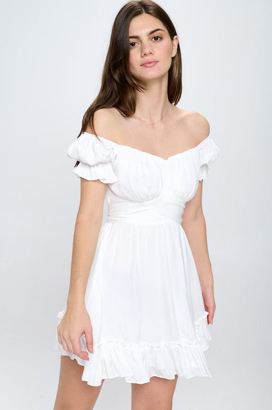 Off Shoulder Ruffle Mini Dress