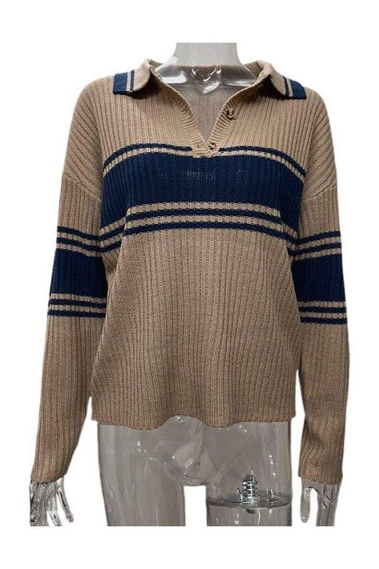 Ribbed polo sweater