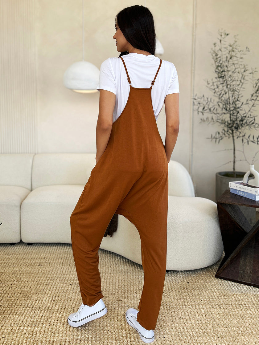 Double Take Full Size Sleeveless V-Neck Pocketed Jumpsuit