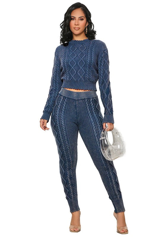 WOMEN FASHION 2PCS SWEATER PANTS SET