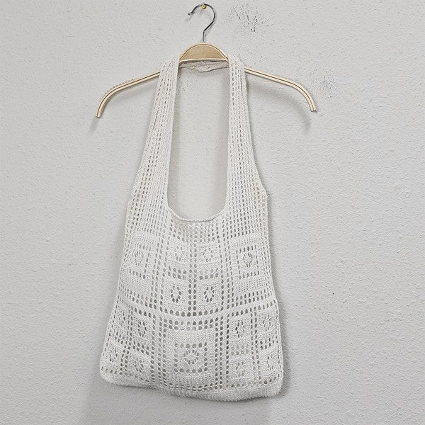 Solid Crochet Tote Bag