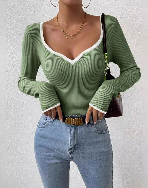 Ribbed long sleeve top