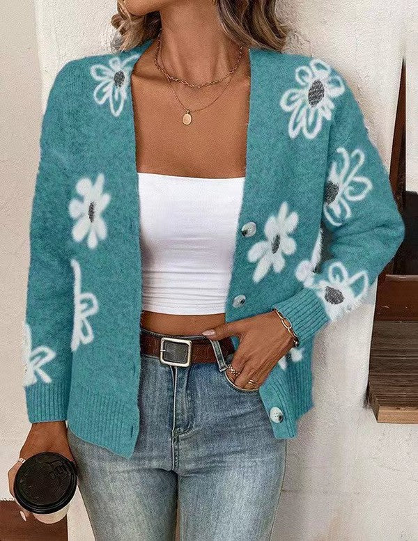 Floral button front cardigan