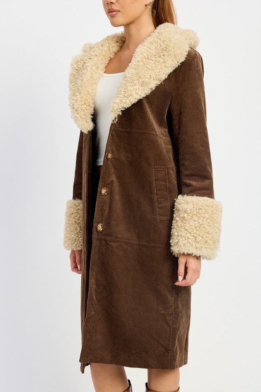 FAUX FUR MID TRENCH COAT