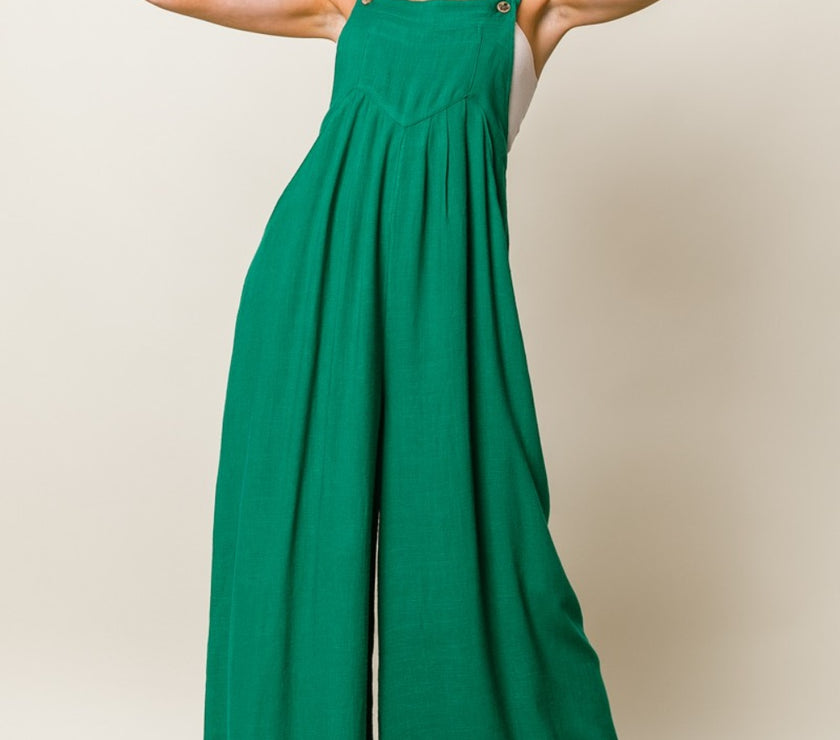 BiBi Texture Sleeveless Wide Leg Jumpsuit