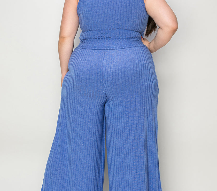 Basic Bae Full Size Ribbed Tank and Wide Leg Pants Set