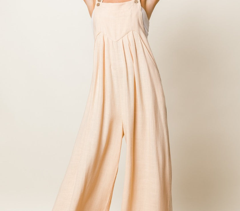 BiBi Texture Sleeveless Wide Leg Jumpsuit