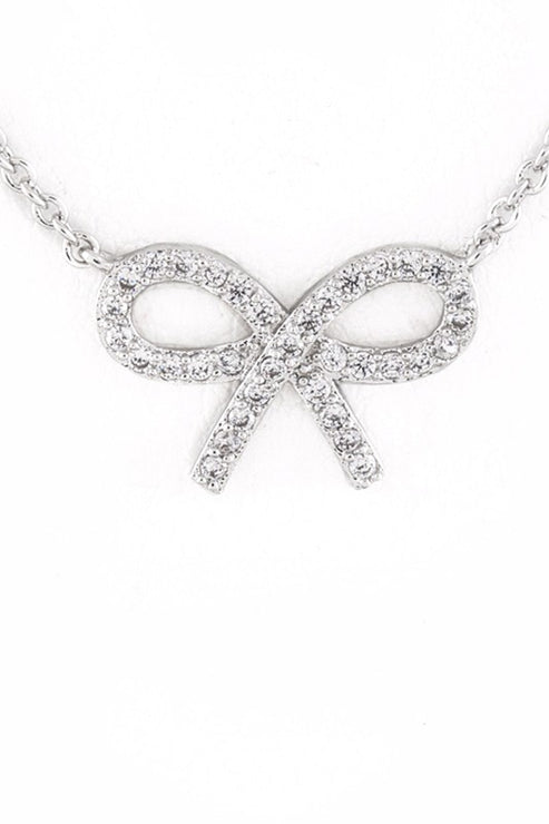 CZ Bow Pendant Necklace