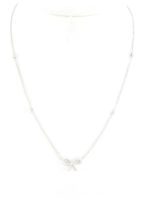 CZ Bow Pendant Necklace