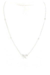 CZ Bow Pendant Necklace