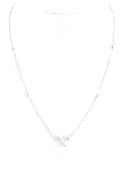 CZ Bow Pendant Necklace