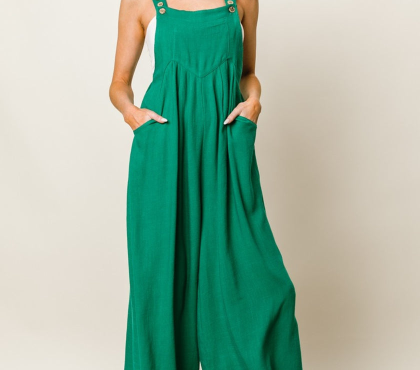 BiBi Texture Sleeveless Wide Leg Jumpsuit