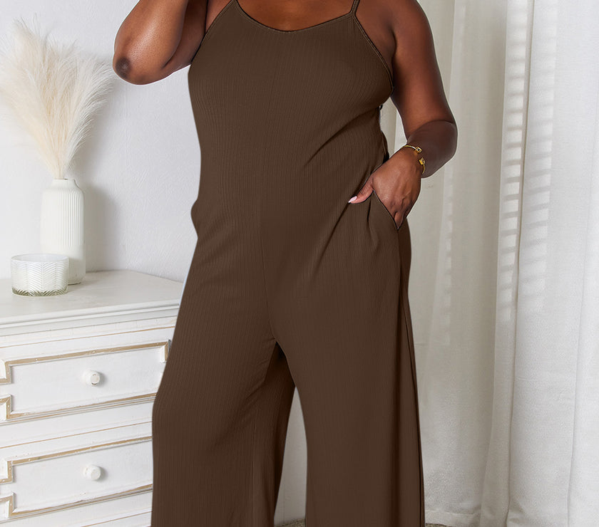 Basic Bae Full Size Spaghetti Strap V-Neck Jumpsuit