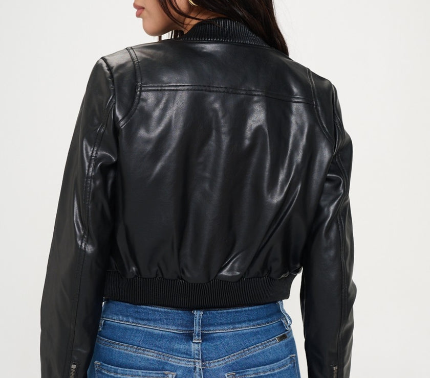 Coalition LA Zip Up Cropped Bomber Jacket