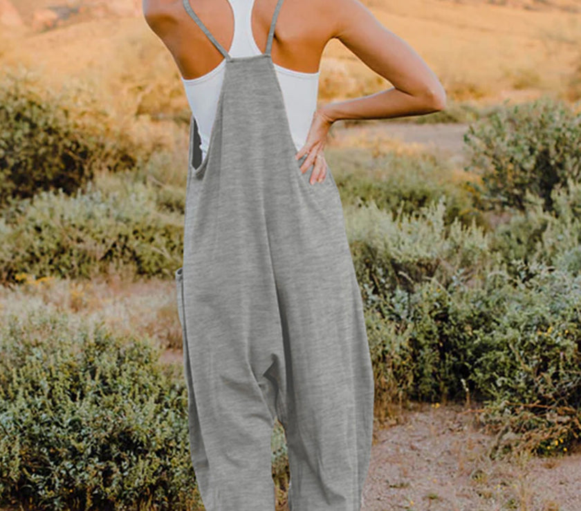 Double Take Full Size V-Neck Sleeveless Jumpsuit with Pockets