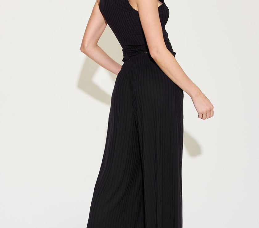 Basic Bae Full Size Ribbed Tank and Wide Leg Pants Set