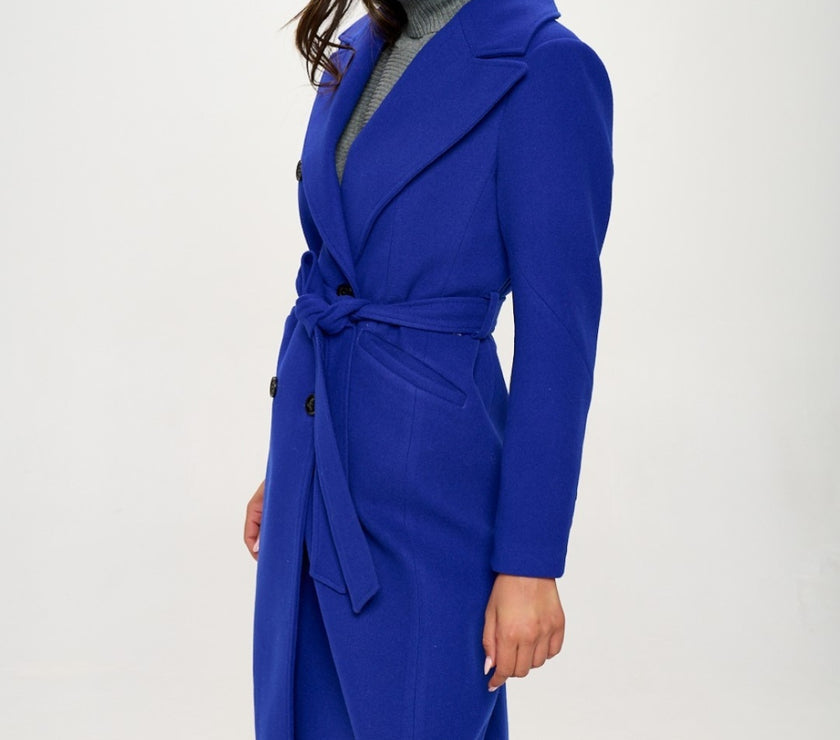 Coalition LA Double-Breasted Longline Coat with Belt