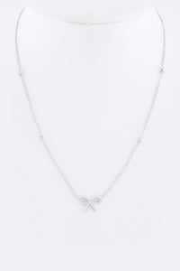 CZ Bow Pendant Necklace