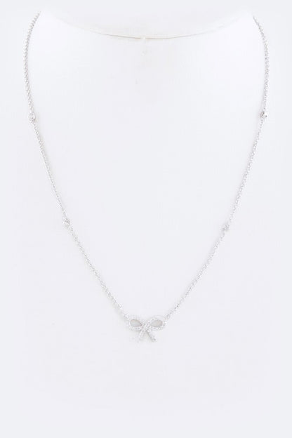 CZ Bow Pendant Necklace
