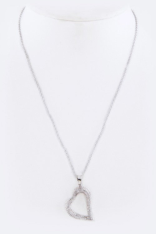 CZ Open Heart Pendant Necklace