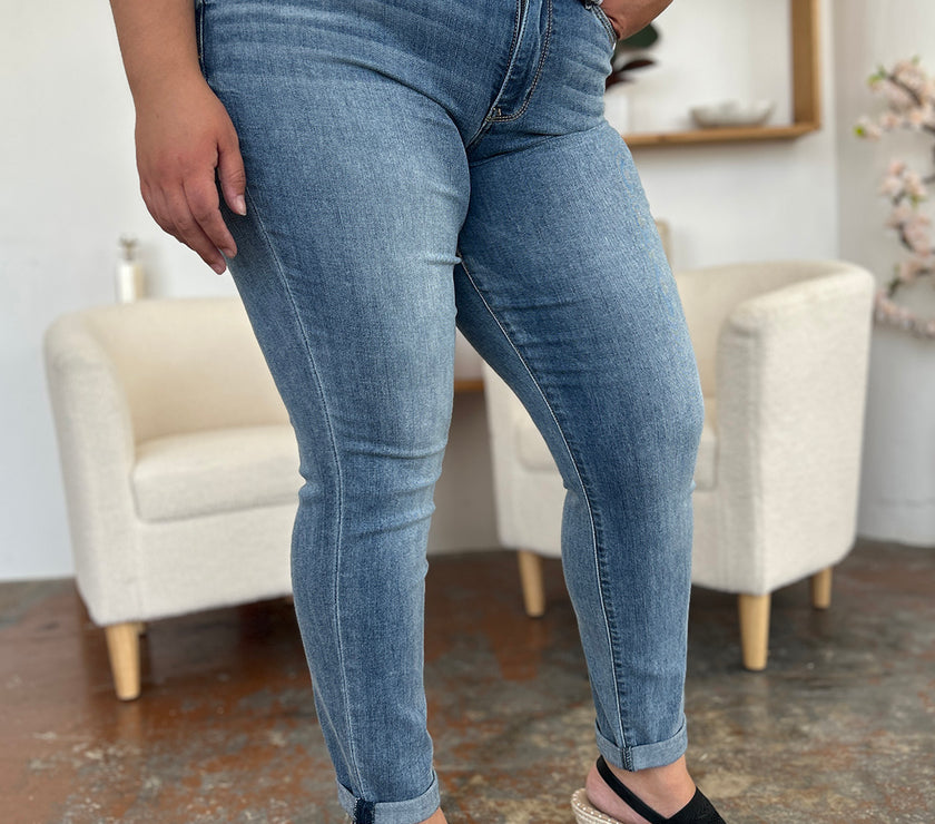 Judy Blue Full Size Cuffed Hem Slim Jeans