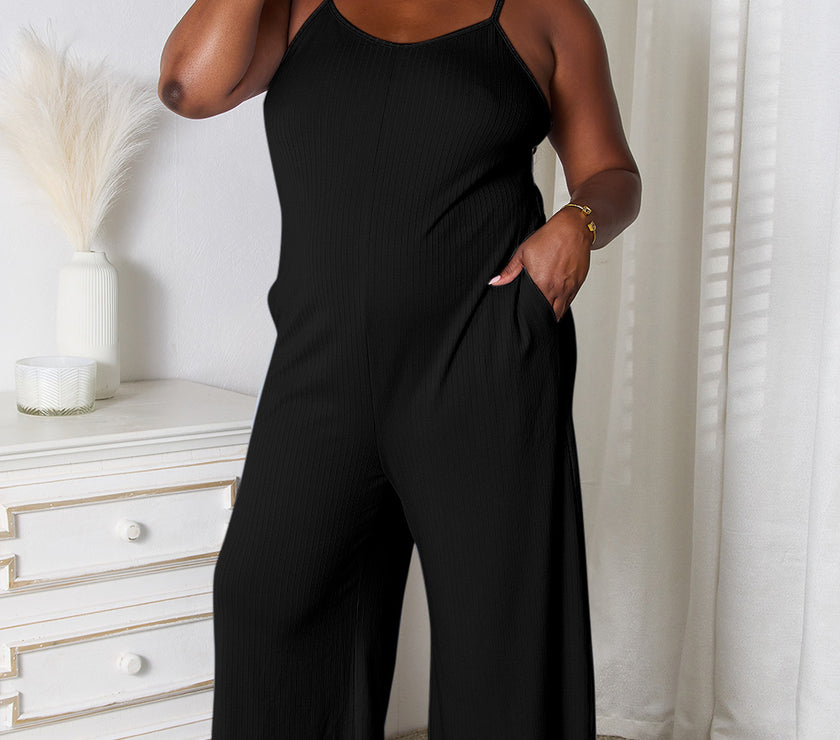 Basic Bae Full Size Spaghetti Strap V-Neck Jumpsuit