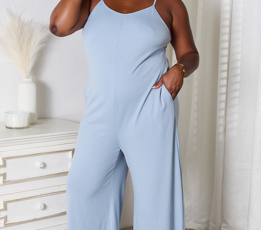 Basic Bae Full Size Spaghetti Strap V-Neck Jumpsuit