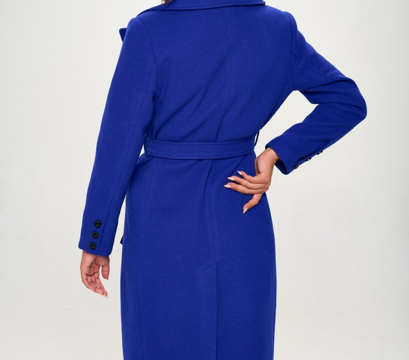 Coalition LA Double-Breasted Longline Coat with Belt