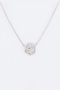 Cutout Rose CZ Pendant Necklace